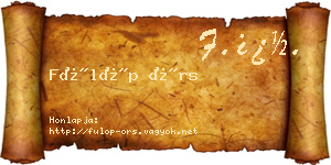 Fülöp Örs névjegykártya